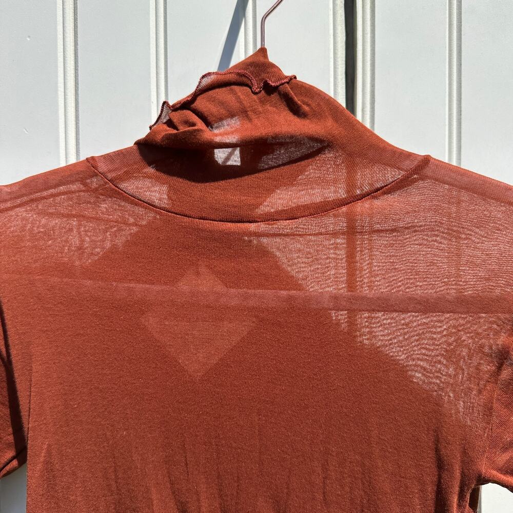 Baserange Tabbys Star Long Sleeve Turtleneck Tee Shirt Medium Burned Pomegranate - Picture 14 of 16